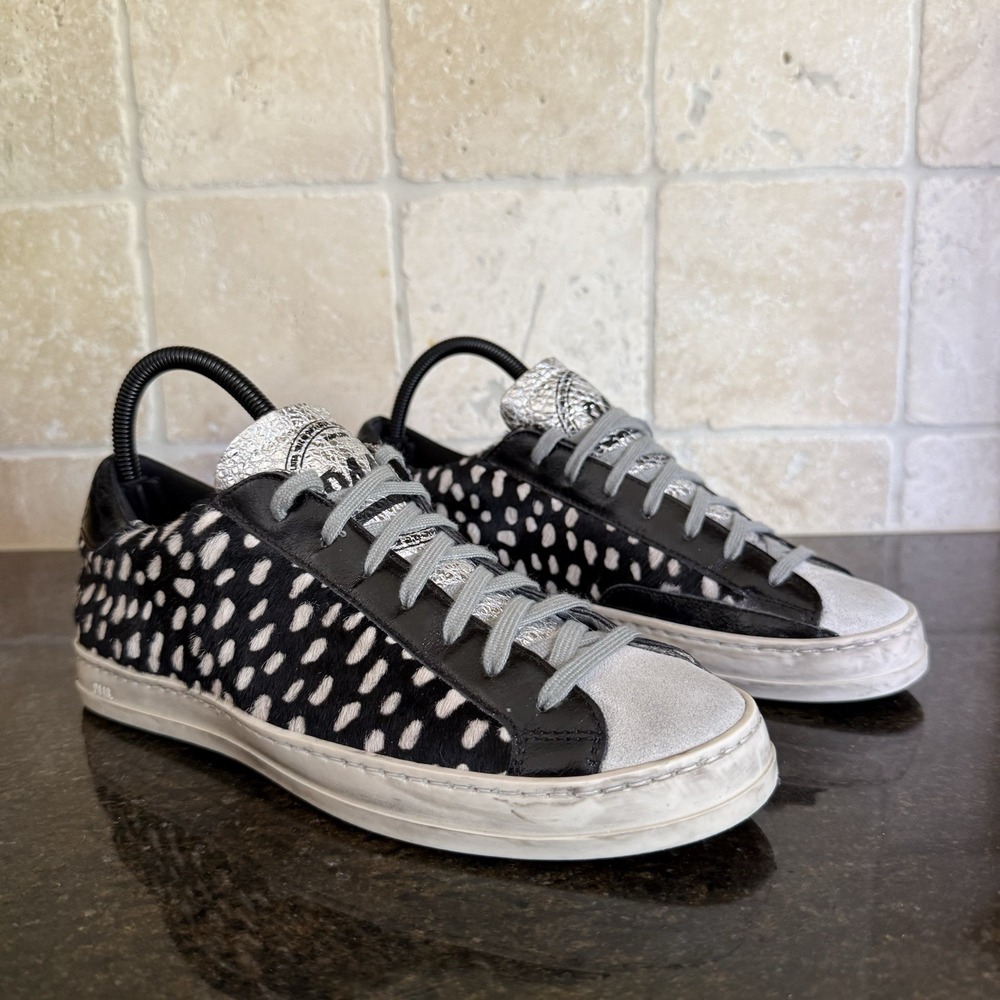 Revolve P448 John Calf Hair Spotted Cowiena Sneaker Black White EU 39 US 8.5 9